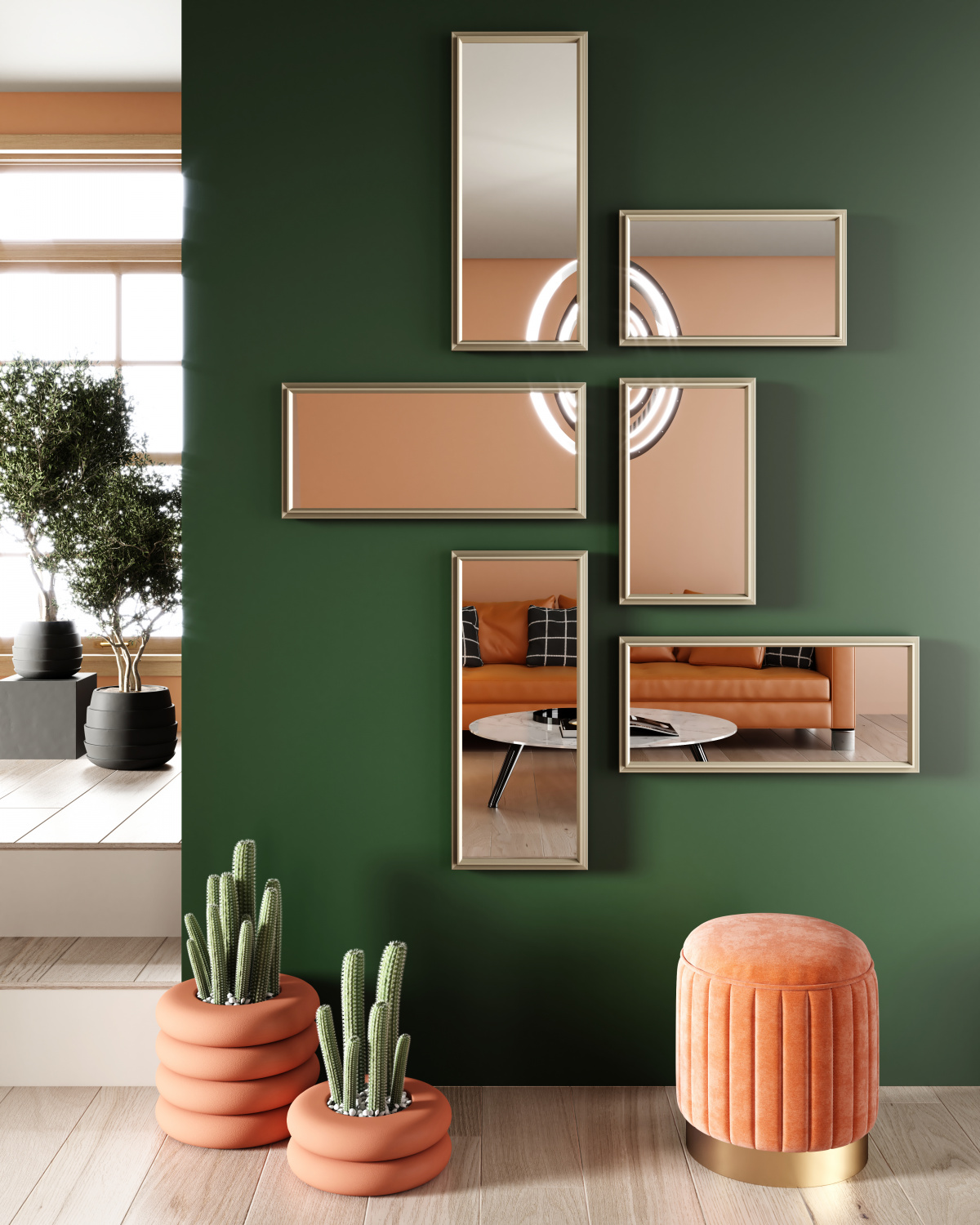 НОВИНКА! Интерьерные зеркала в алюминиевых профилях Grafica, Scala, 1000 линий